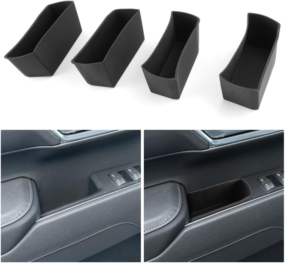 For 4PCS Center Console Door Side Organizer Tray Silicone Materials Compatible with 2022-2026 Silverado&Sierra 1500/2024-2026 Silverado&Sierra 2500HD/3500HD