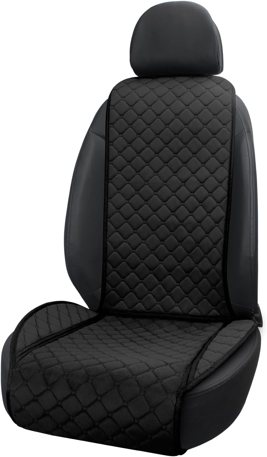 surpassme Comfortable Car Seat Covers Universal Front Seat Covers for Car Accessories, Padded Car Interior Covers for Automotive, SUV, Truck, and Van(Black)