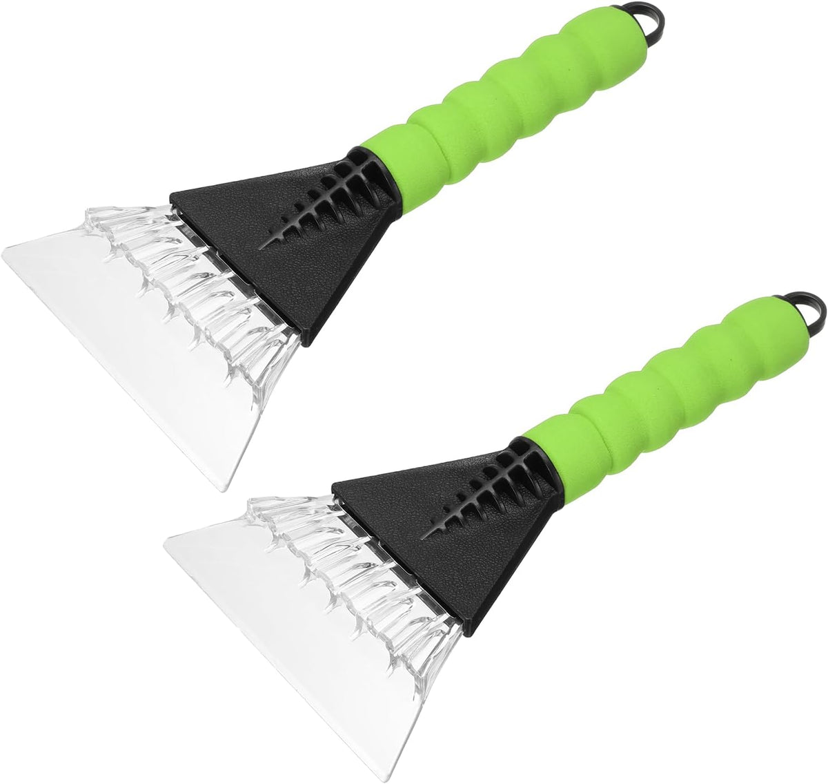 HARFINGTON 2Pcs Ice Scrapers for Car Windshield 10" x 5" Window Frost Removal Tool Snow Scraper with Foam Handle for Car SUV Truck, Black/Green
