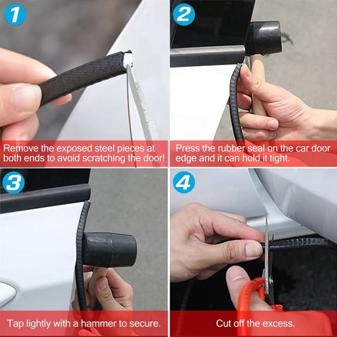32Ft(10M) Door Edge Guard Black Car Guards Protector for Cars Rubber Auto Trim U Shape Build in Metal Sheet No Need Adhesive Easy to Cut Most Car Accessories sohochic