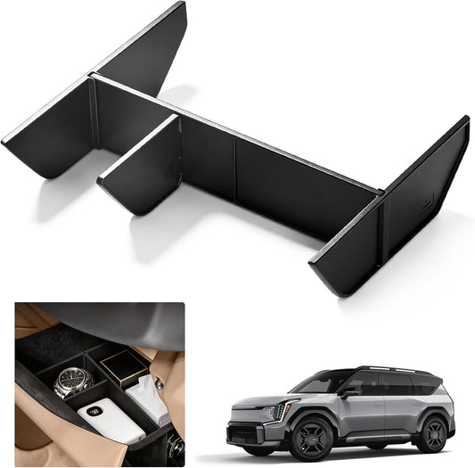 for Kia EV9 Glove Box Dividers Organizer 2024-2026 Accessories Center Control Glove Partition Panel for Kia EV9 Insert Compartment Dividers Tray Sunglass Key Card Storage Solution System