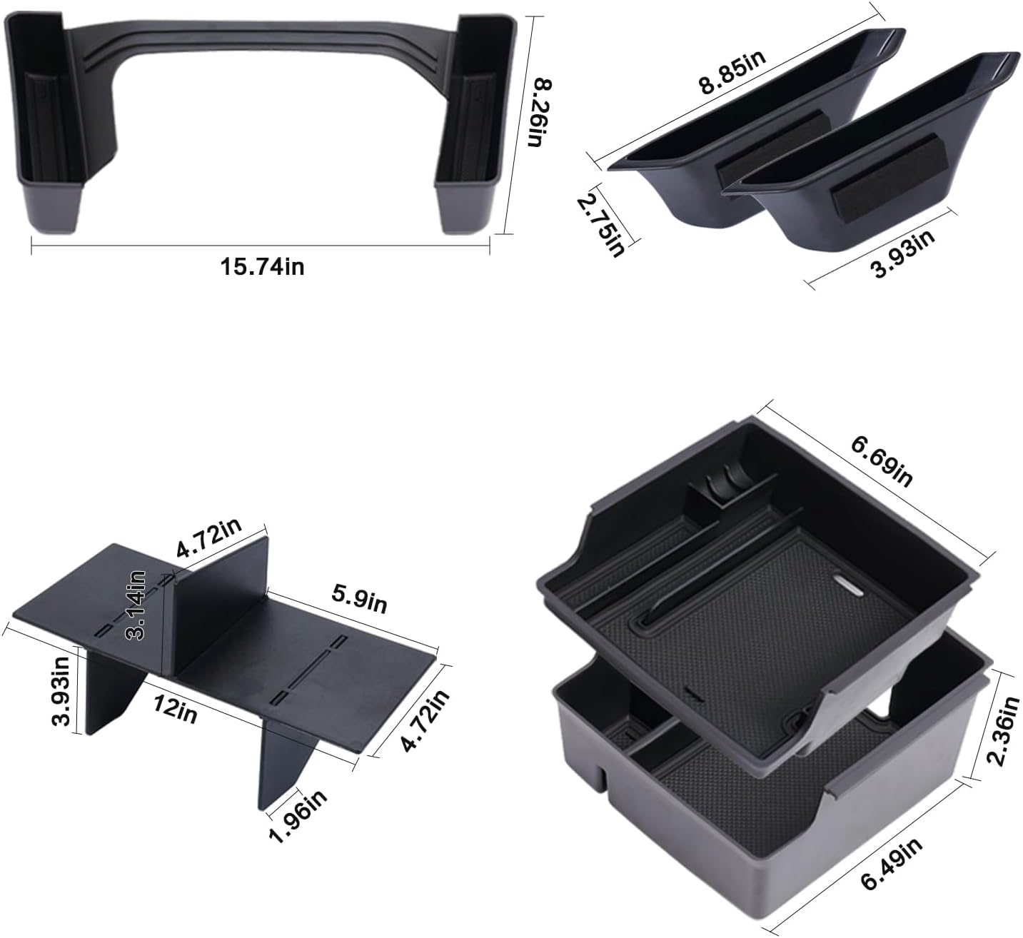 4PCS for Ford Bronco Accessories 2024 2021 2022 2023 2/4 Door Car Interior Bronco Accessories Console Shifter Storage,Glove Box Dividers Organizer,Handle Organizer,Armrest Storage Box（not for 2025)