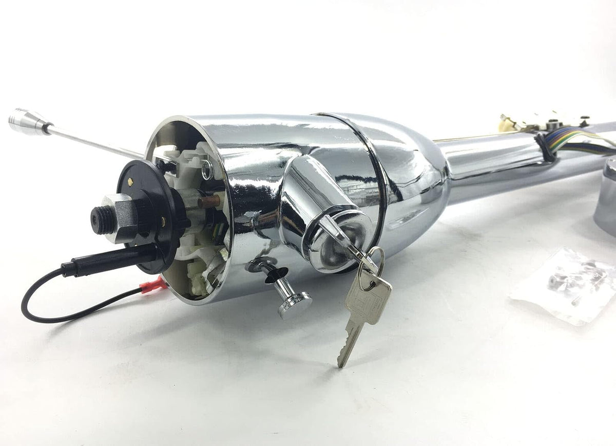 30" Floor Shift Tilt Steering Column W/Ignition Keys & Steering Wheel Adapter