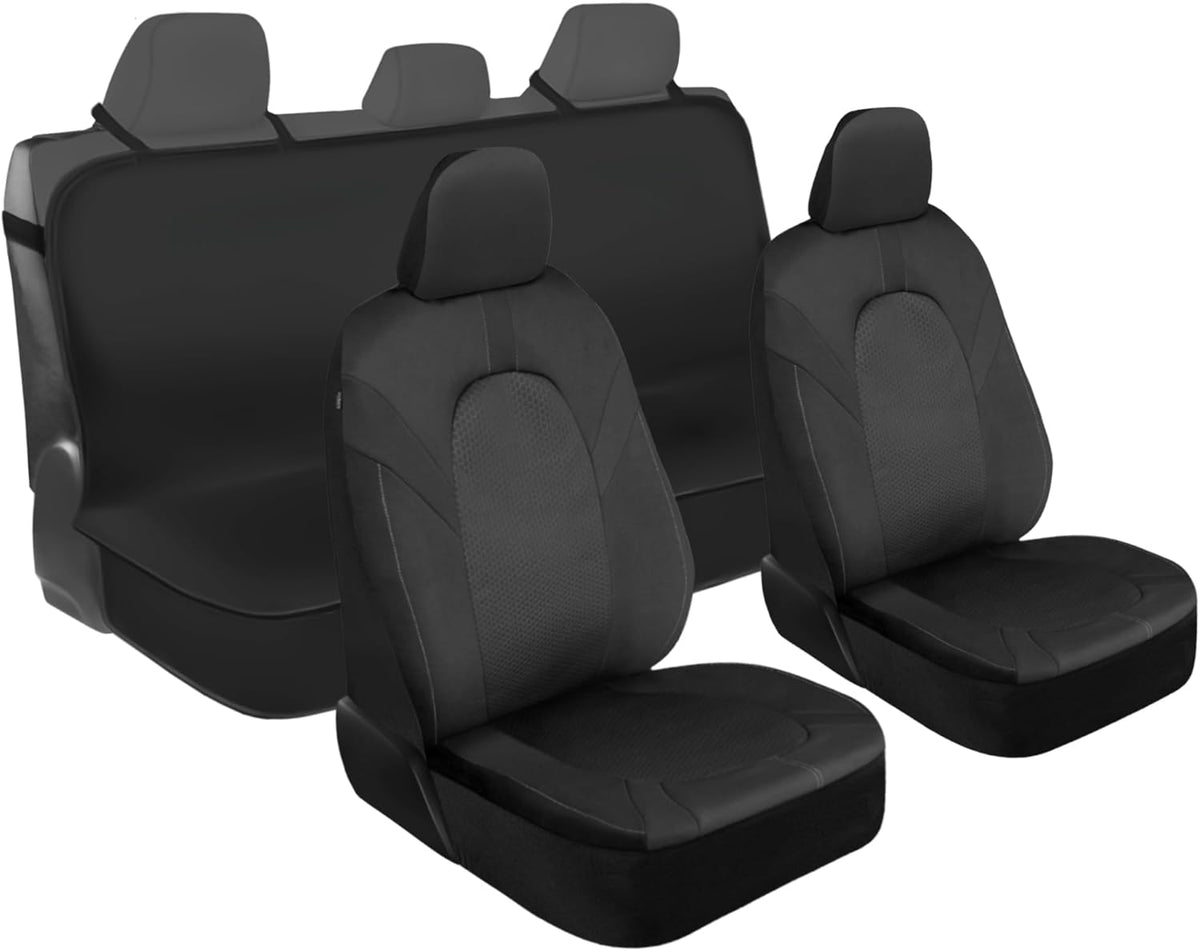 Motor Trend Gray Cloth Car Seat Covers for Front Seats – Premium Automotive Bucket Seat Covers, Made for Vehicles with Removable Headrests, Interior Covers for Car Truck Van SUV Seat Protector
