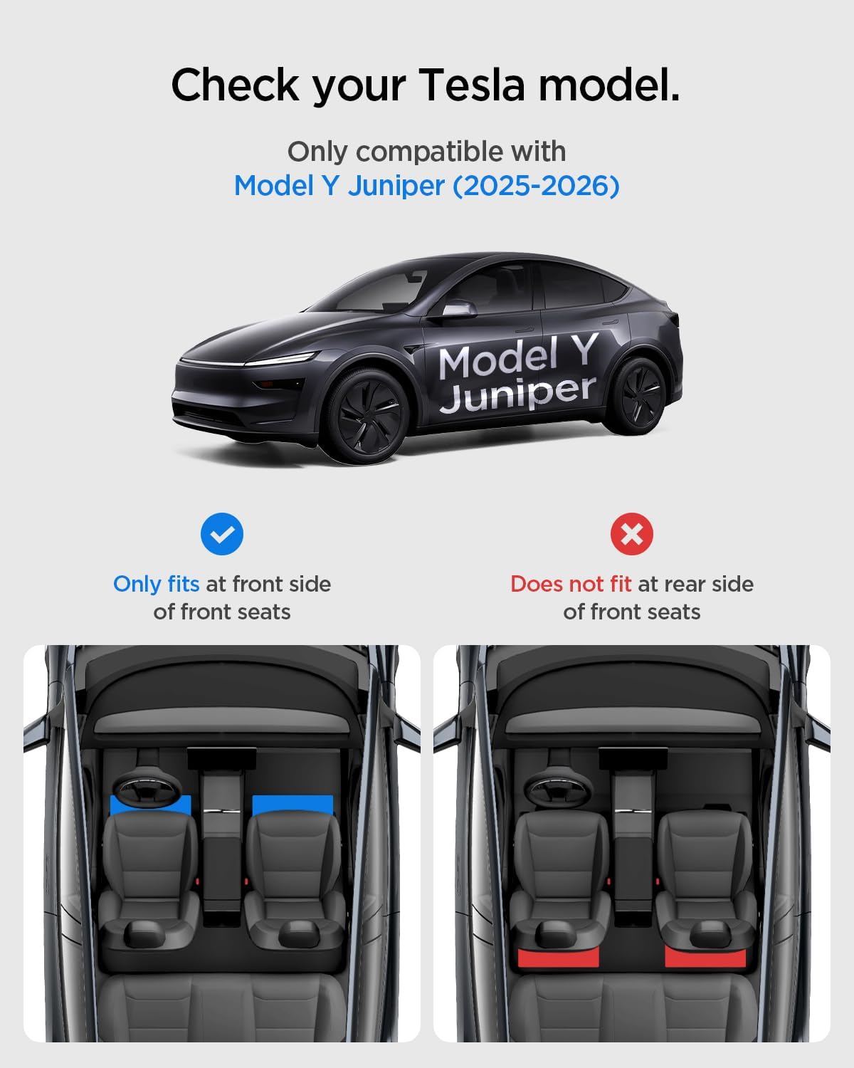 Spigen Under Seat Storage Box, Hidden Organizer Tray [Waterproof & Anti-Rattle] for 2025 2026 Tesla Model Y Juniper (Premium and Performance) - 2 Pack