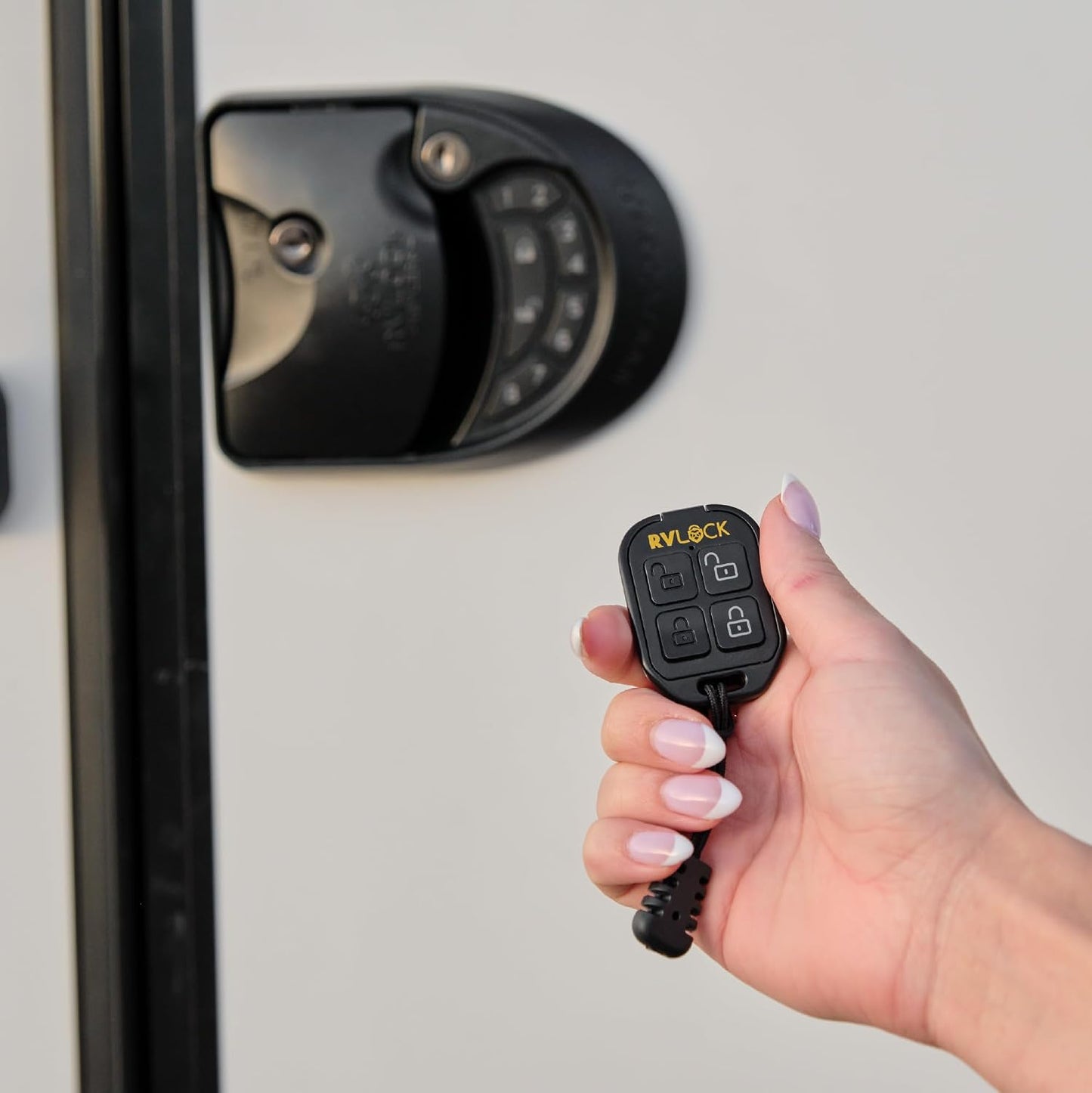 RV Remote 4-Button Key Fob for RVLock Keyless Handles, Wireless Fob Transmitter