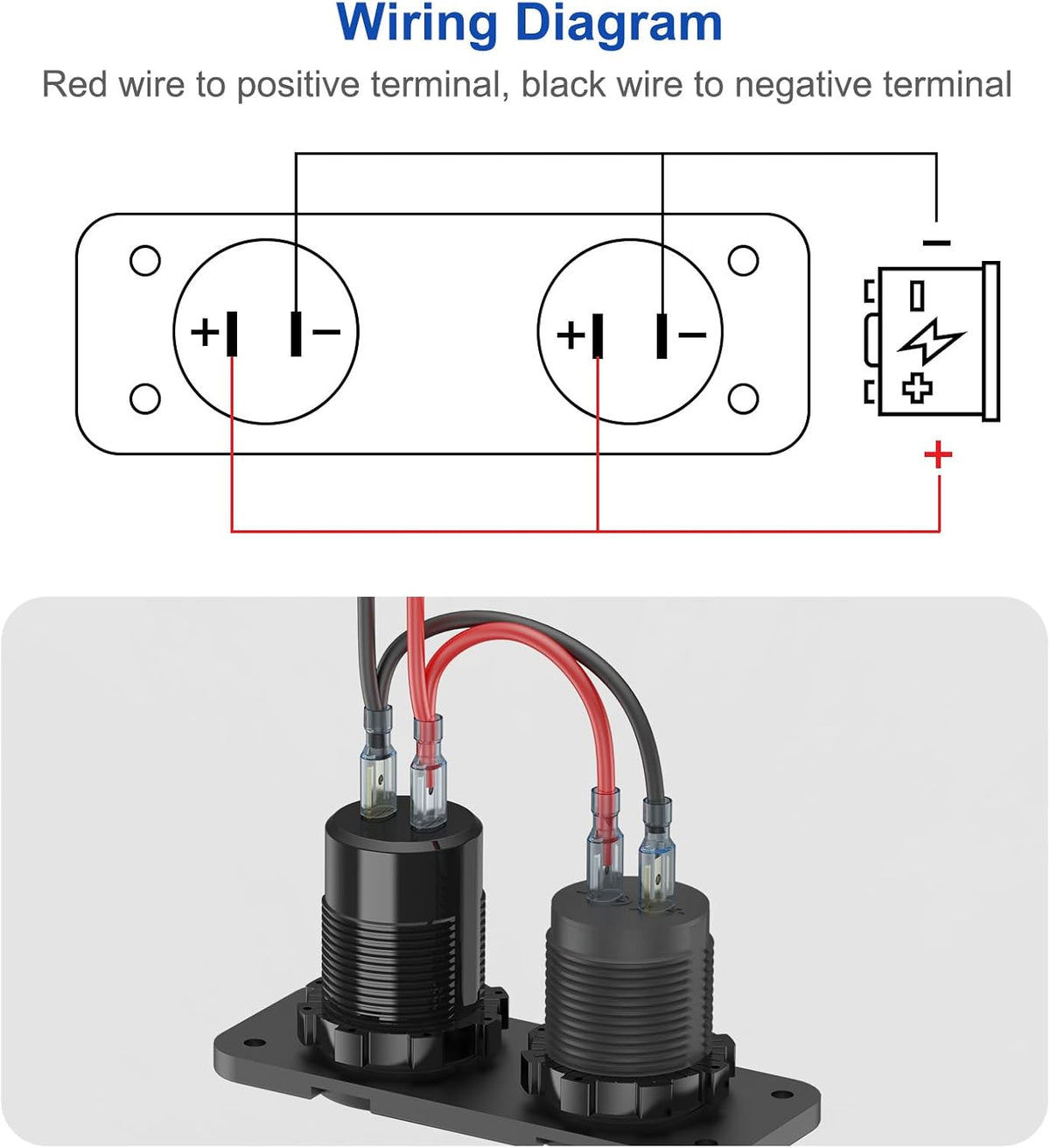 12V USB Outlet Marine Switch Panel Plug, PD3.0 and Dual QC3.0 USB Ports Aluminum Car Charger with LED Voltmeter Power Switch, Lighted 150W Cigarette Lighter Socket 2 in 1 DIY Kit for Boat RV ATV, etc.