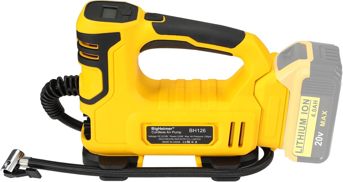Cordless Tire Inflator for DEWALT 20V Battery, 120 PSI Digital Gauge Auto Stop