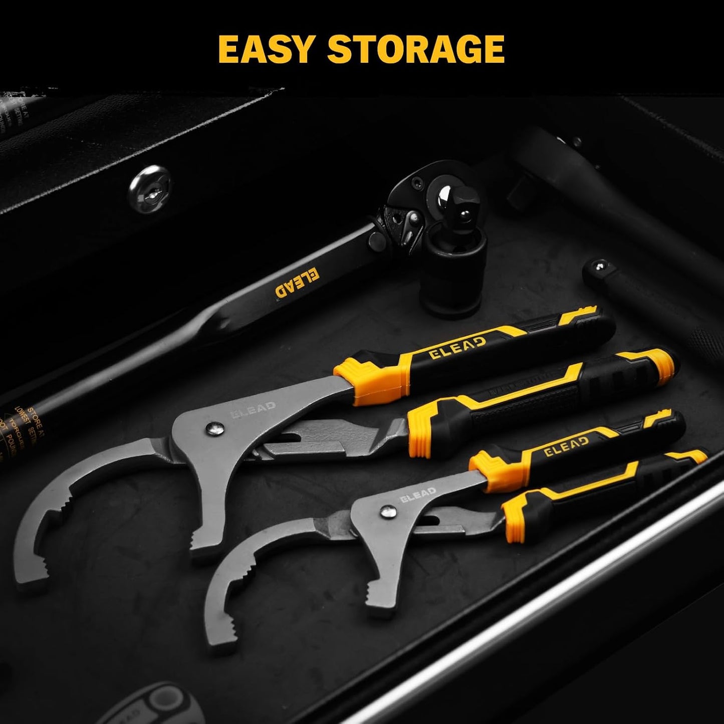 ELEAD Adjustable Oil Filter Wrench Set - 9" & 12" Pliers for Cars, Trucks, Motorcycles - Durable Carbon Steel, Ergonomic Grip, Easy Access Design