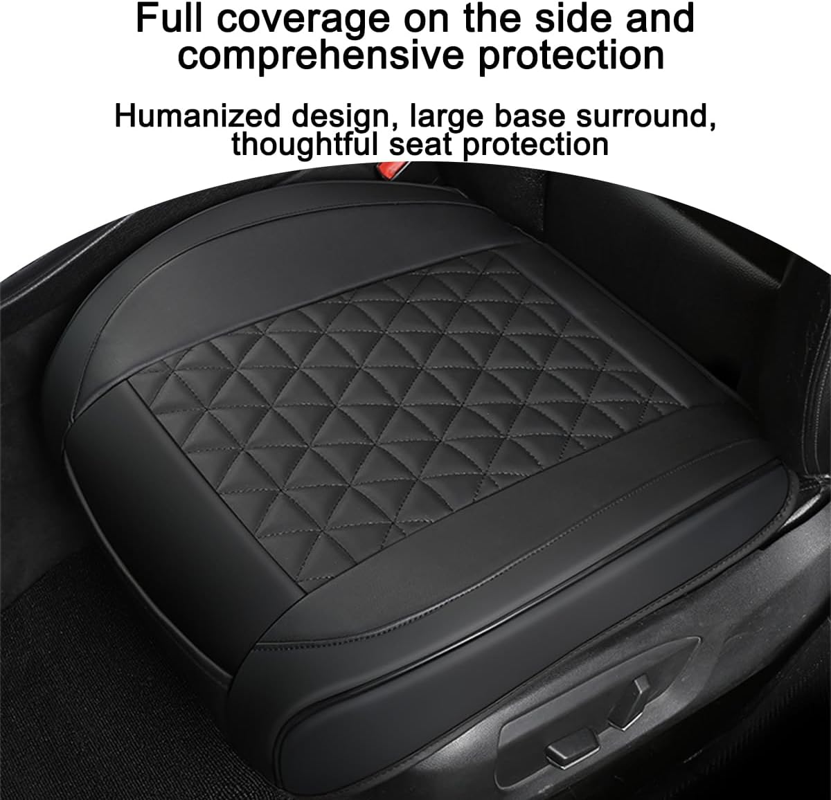 2PCS Leather Car Seat Cover, Front Bottom Seat Protector Pad, Black