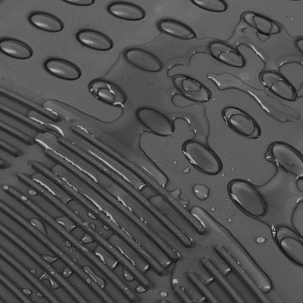 BDK 3-Piece Gray Rubber Floor Mats (Front + Rear), Heavy Duty Universal Fit Liners for Cars SUVs Trucks Vans, All Weather Protection Anti-Slip Nibs, Flexible Contours Fits Most Vehicles