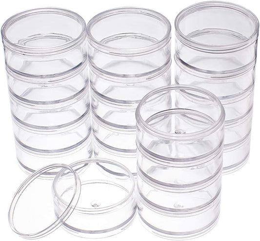 BENECREAT 60ML Stackable Round Plastic Containers 4 Column(5 Layer/Column) Bead Storage Jars for Beads, Buttons, Crafts and Small Findings