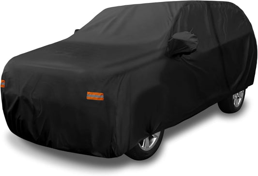 X AUTOHAUX SUV Car Cover for Chevrolet Tahoe 4 Door 2007-2024 Outdoor Waterproof Sun Rain Dust Wind Snow Protection 190T PU with Driver Door Zipper Black