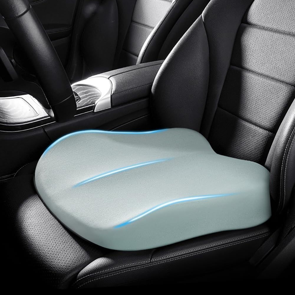 Adult Car Booster Seat Cushion, Car Seat Driver Height Boost Mat Memory Foam Car Seat Cushions Pad Improve Driving View Non-Slip 3D Office Chair Cushion Pressure Relief (Grey)