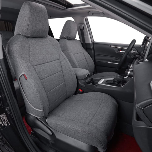 coverdream Corolla Cloth Seat Covers Full Set for 2020 2021 2022 Toyota Corolla L,LE,Fully Covered,UV Resistant Breathable Polyester Car Seat Protector,Fit Like A Glove (Gray)