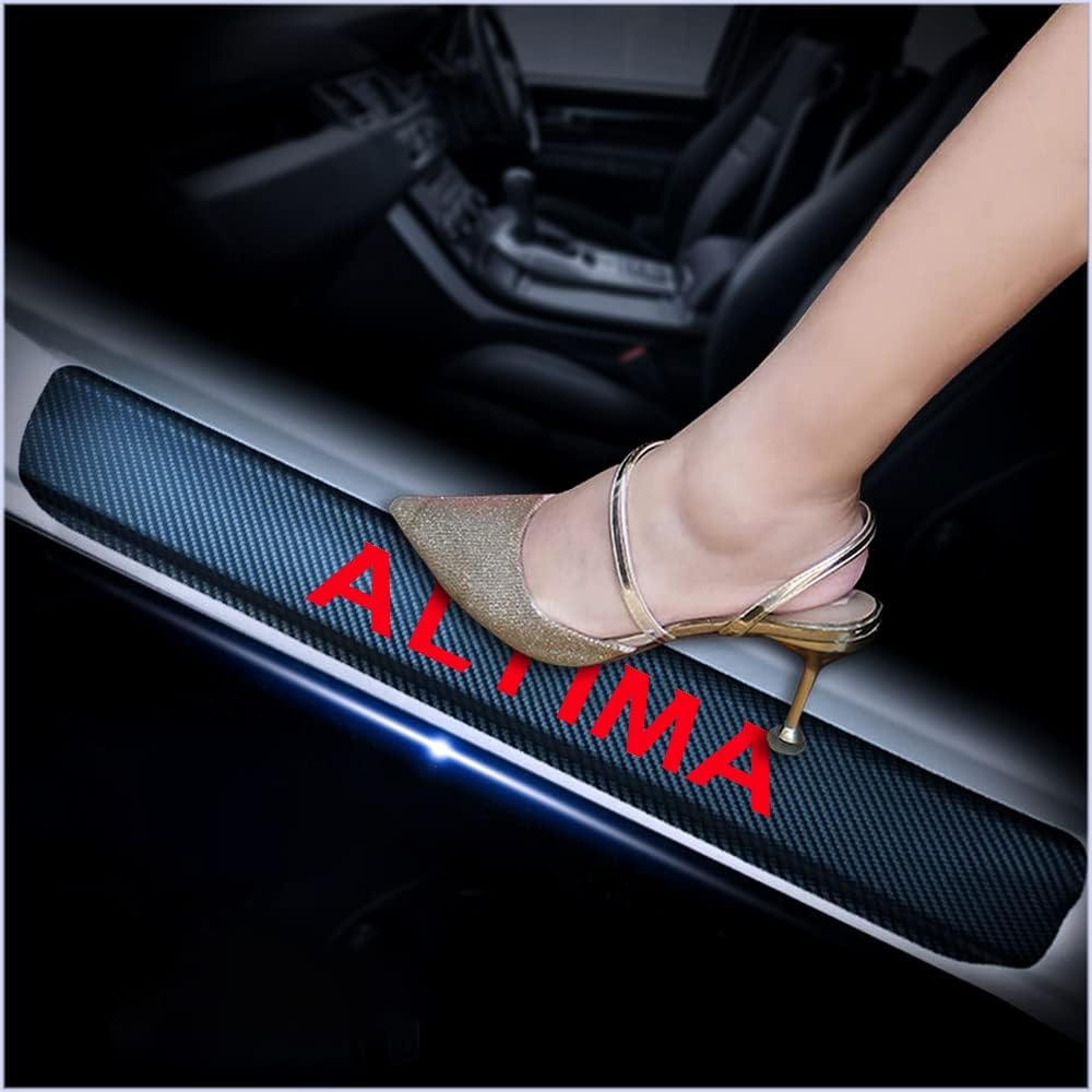 4Pcs Car Door Sill Protector for Nissan Altima, Carbon Fiber Anti-Scratch Guard for Nissan Altima Accessories - Self-Adhesive Car Door & Sill Protector -White