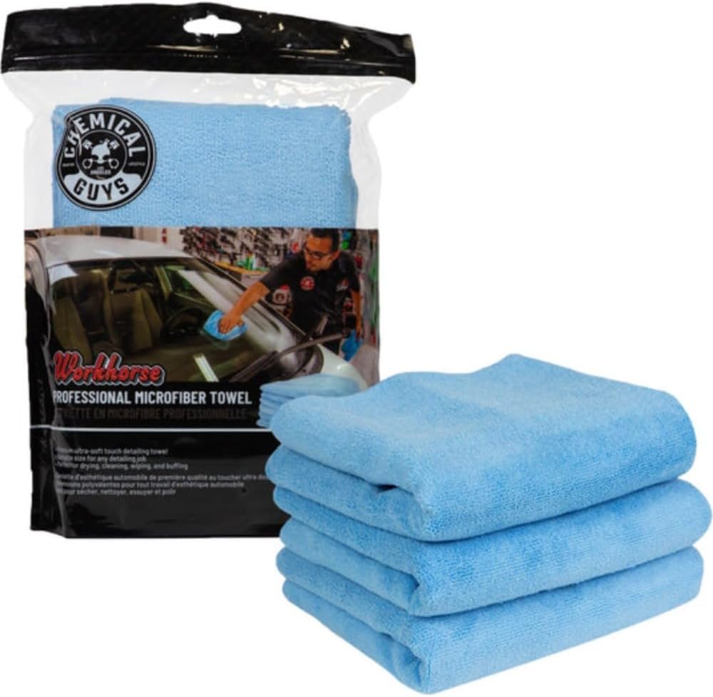 Chemical Guys MIC35306 Workhorse Professional Grade Microfiber Towel, Black (16 in. x 16 in.) (Pack of 6)
