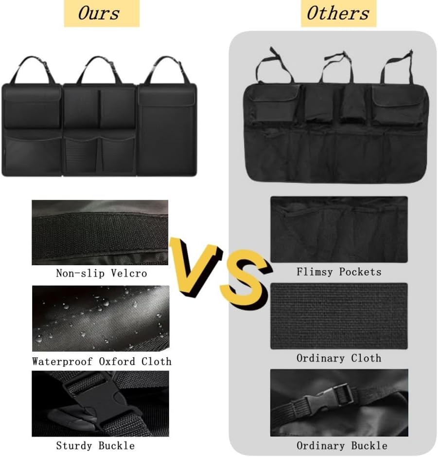 Car Trunk Organizer,Car Organizers and Storage Bag Backseat,7 Large Pockets