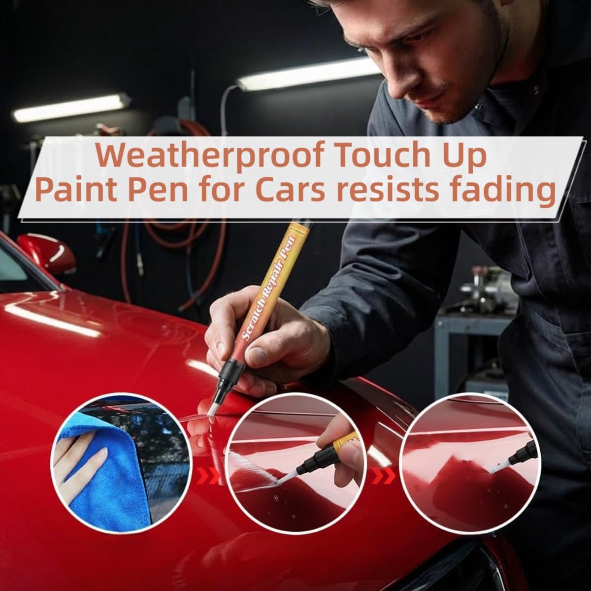 (2PC) Weatherproof Magic Car Scratch Removal Pen & Auto Paint Repair Brush Kit - Clear Fix Touch Up Paint for All Car Colors, Professional Scratch Remover for Vehicles