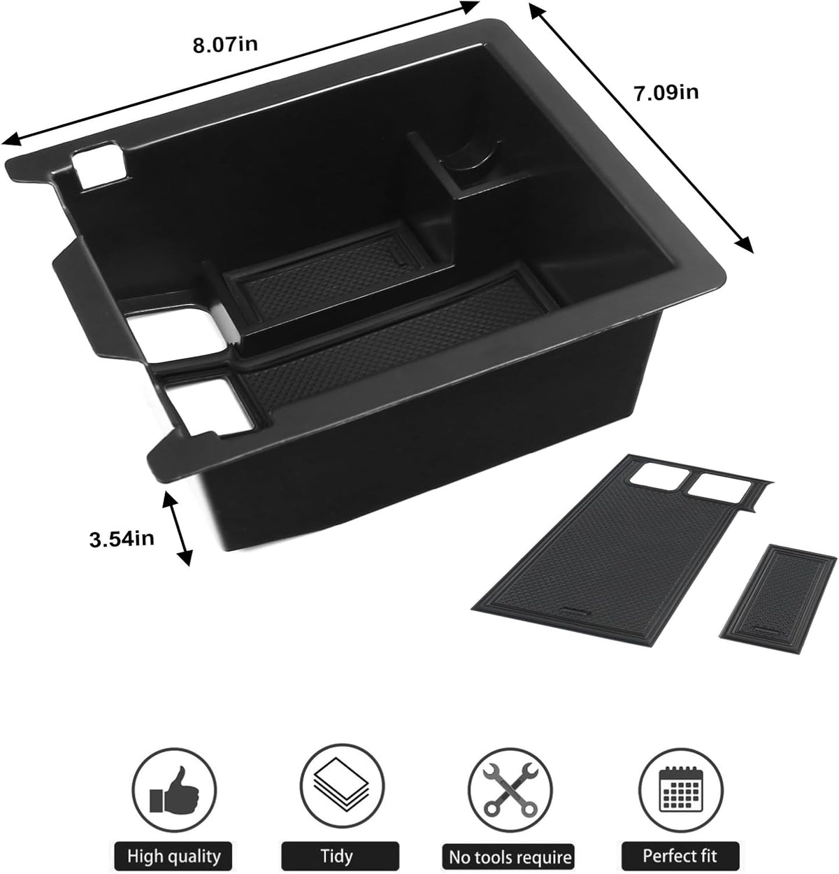 Center Console Organizer Tray Compatible with Mazda 2017-2025 CX-5 CX5 Accessories Armrest Storage Box ABS Console Insert Tray Container (Black Mat)