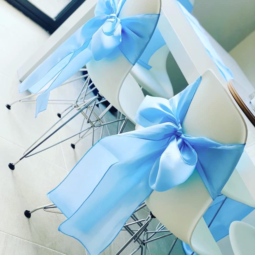 Terracotta Satin Chair Sashes Bows 50 Pack 7x108 Inches Chair Ribbons for Wedding Party Birthday Fiesta Engagement Anniversary Halloween Christmas Outdoor Event Decorations