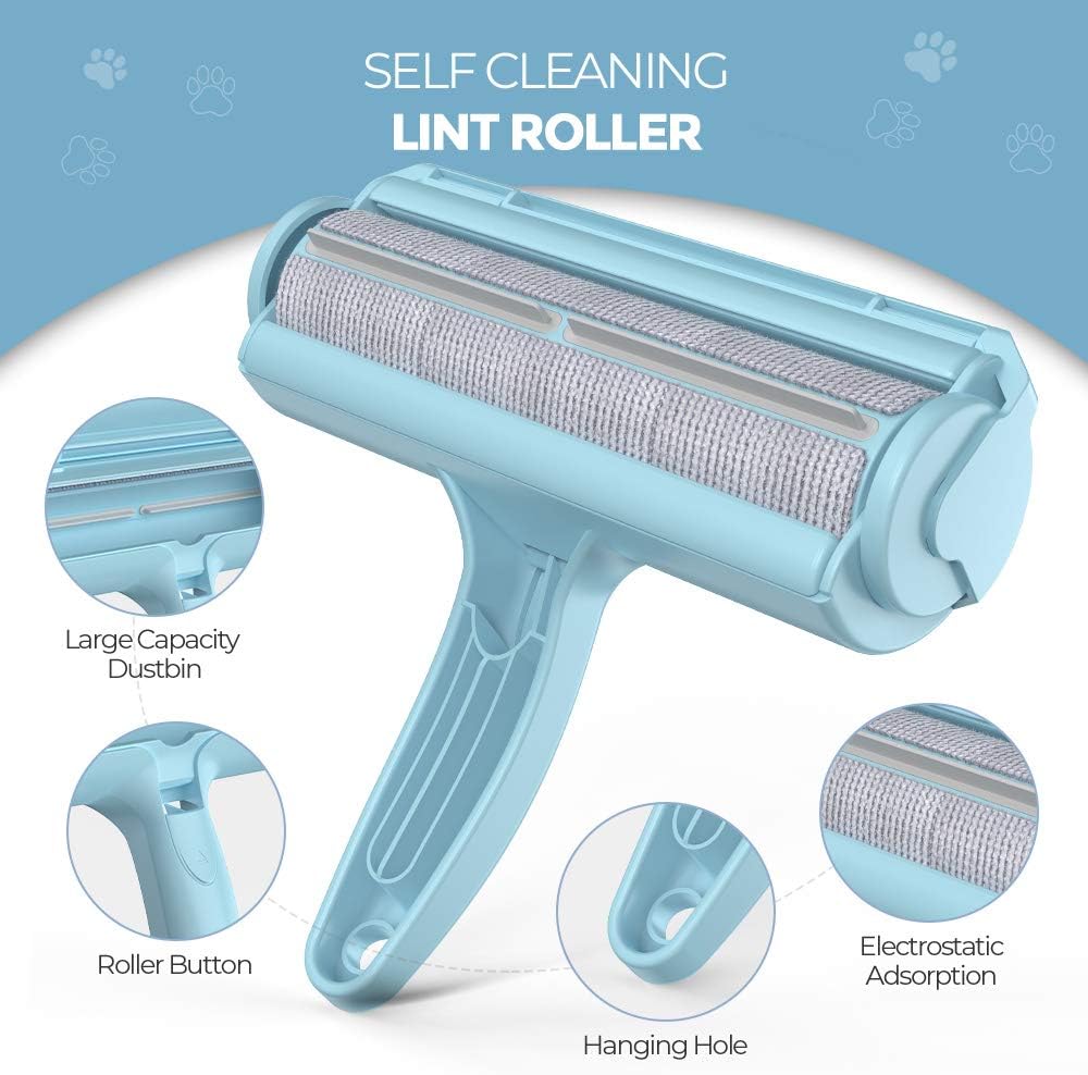 DELOMO Pet Hair Remover Roller: Reusable Lint Roller with Large Fur Bin - Portable Cat and Dog Hair Remover for Couch, Bedding, Car, Rugs & Furniture, Effective and Eco-Friendly, for Multi-Pet Homes