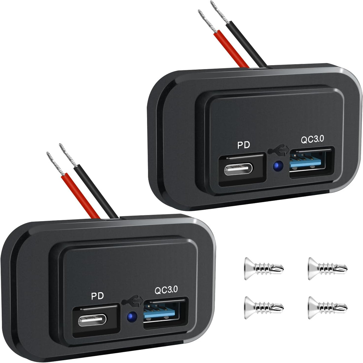 Nilight 2 Pack Socket Panel 12V 24V Dual USB Outlet PD Type C QC3.0