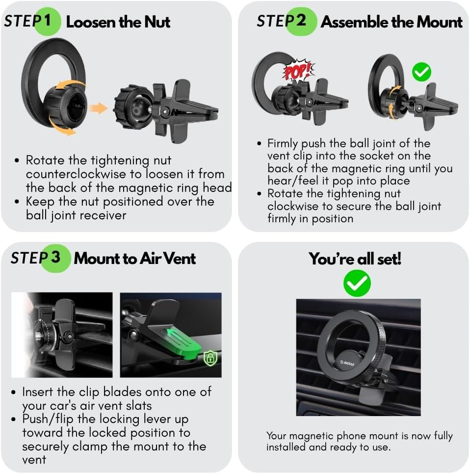 Magnetic Car Phone Mount Air Vent Phone Holder