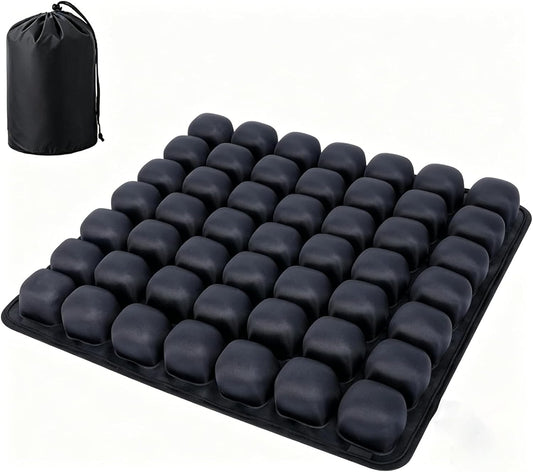 Inflatable Airplane Seat Cushion for Long Flights, 3D Airbag Pressure Relief Cushion, No Pump Needed, Portable Press Inflate Pad with Storage Bag for Office, Car, Stadium & Wheelchair