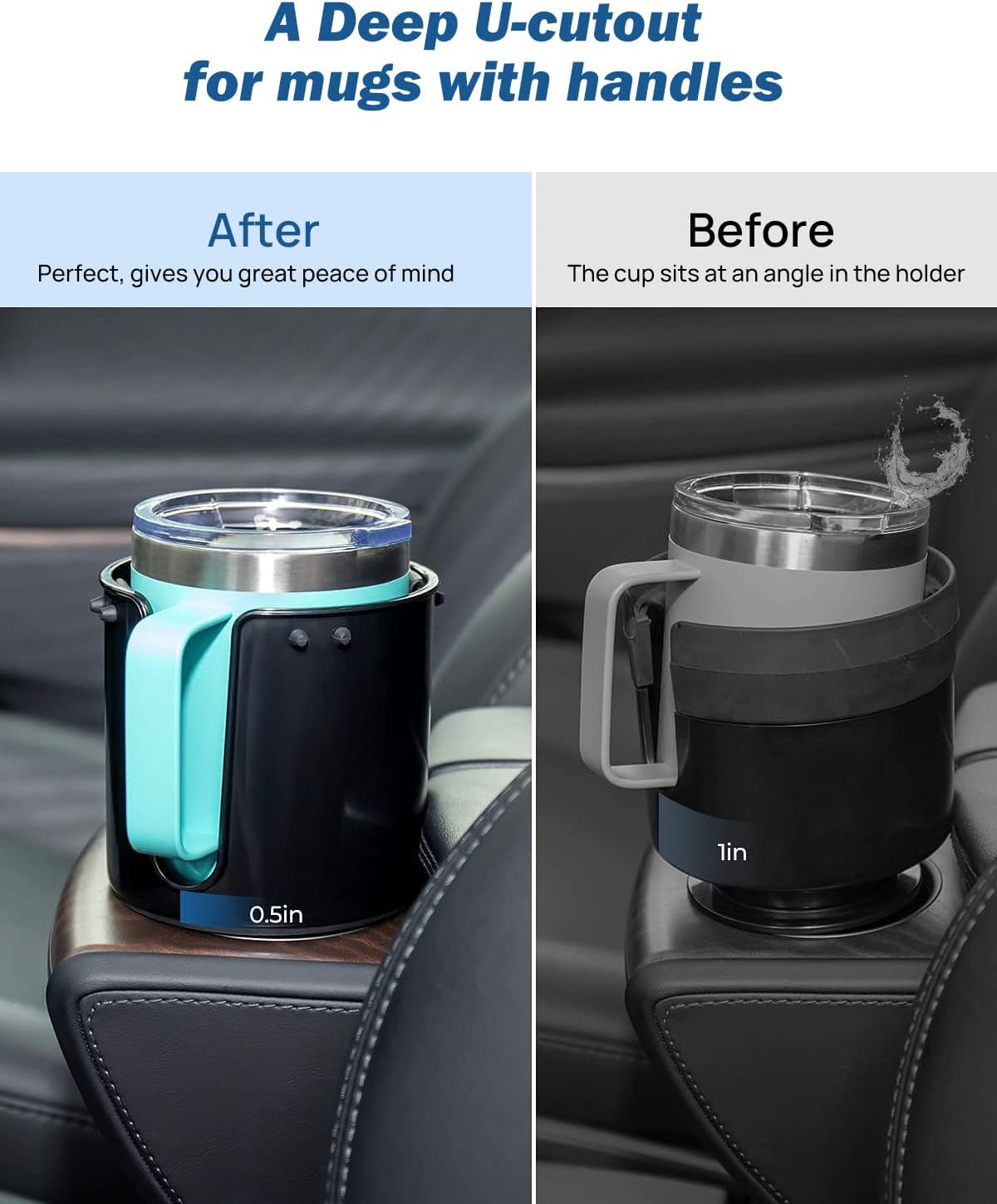 JOYTUTUS Large Stable Cup Holder Expander Compatible with YETI, Hydro Flask, Hold 18-40 oz Bottles and Mugs, Car Cup Holder Adapter with Adjustable Rubber Base