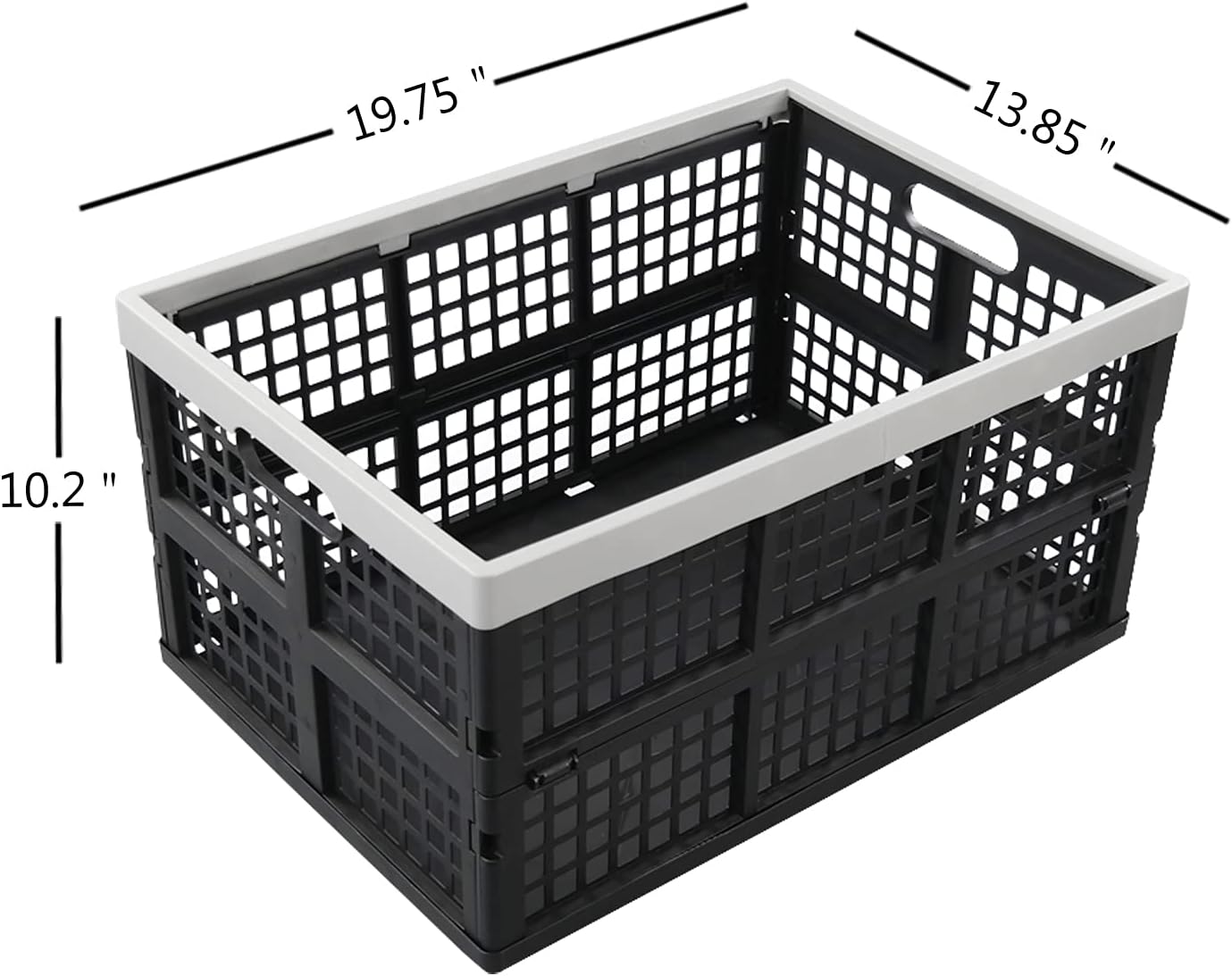 3-Pack Plastic Crates, 42L Foldable Baskets, Collapsible Crates | Stackable Storage Container, Baskets and Bins for Organizing Tools, Books, Food, Drinks, Camping, Shopping & Transport