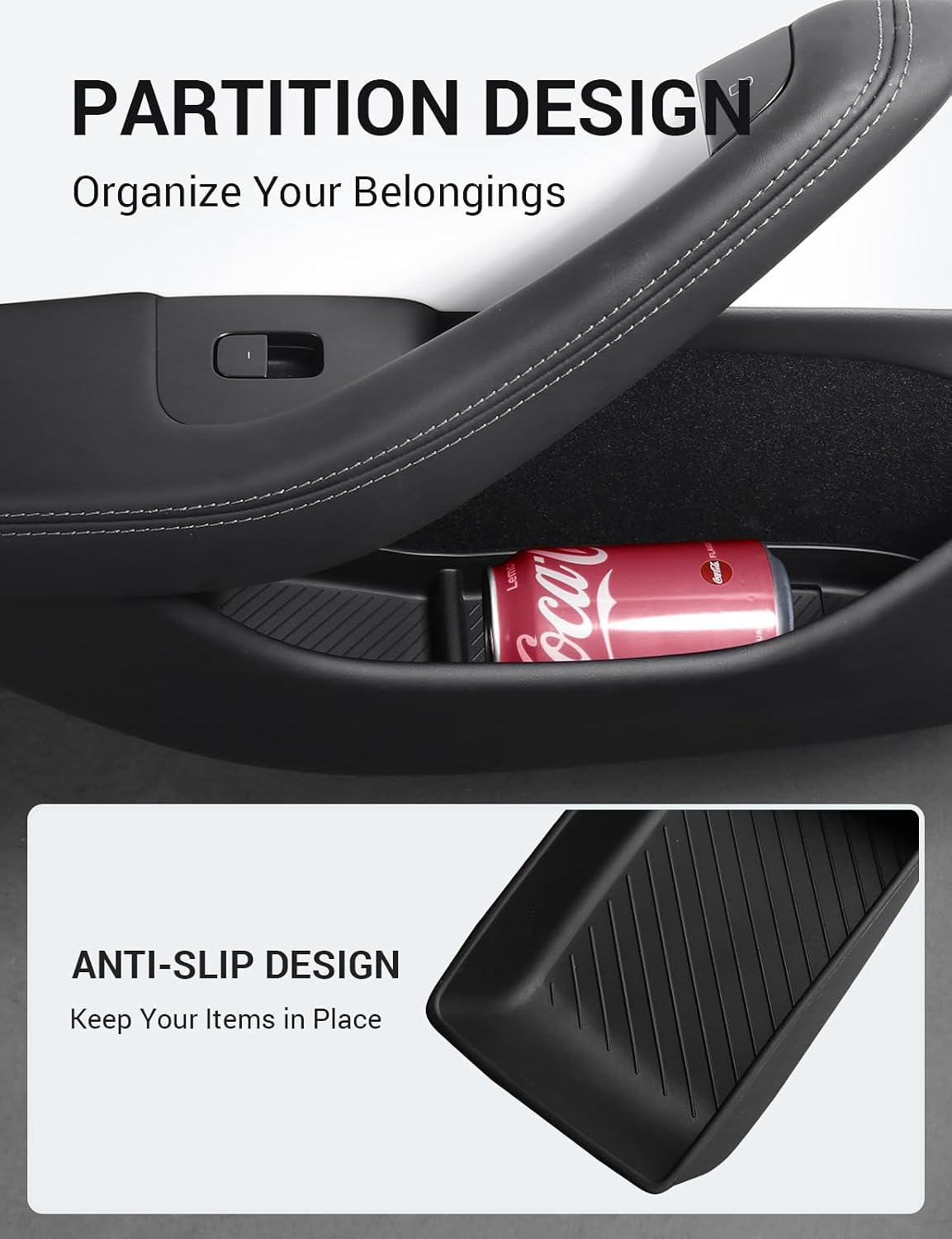 BASENOR 2026 2025 2024 Tesla Model 3 Door Side Storage Box, Door Pocket Liners, (Proprietary Design) TPE Front & Rear Side Organizer Tray Protector Liner for Model 3 Highland Set of 4