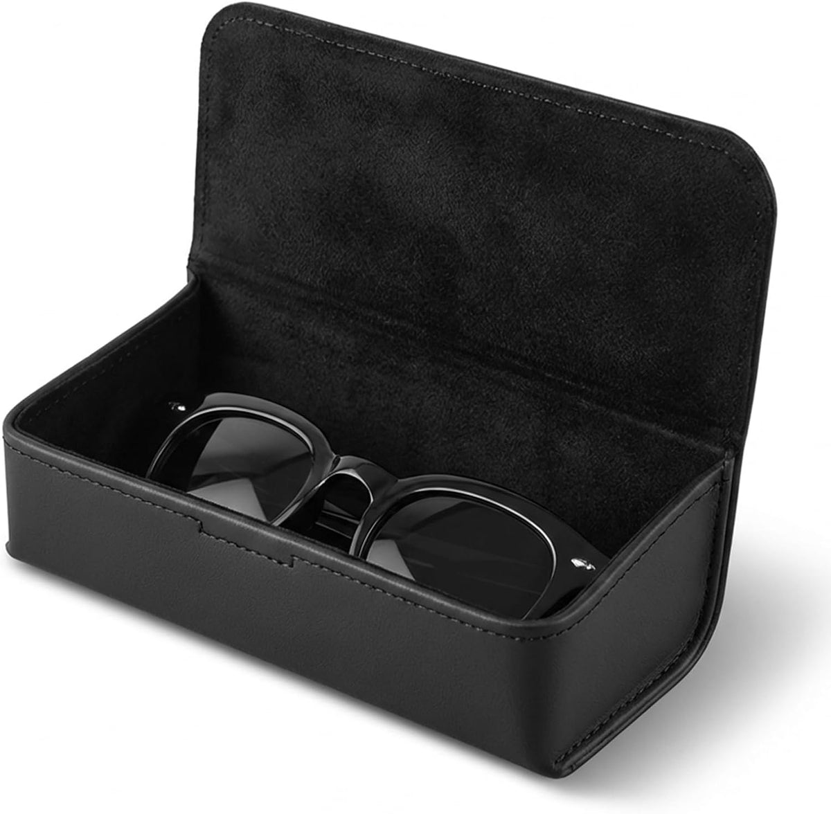 Universal Car Sunglasses Holder for Sun Visor, Premium Magnetic Leather Eyeglass Hanger Clip & Visor Organizer, Large Capacity Car Interior Accessories Fit for Women Men Beige