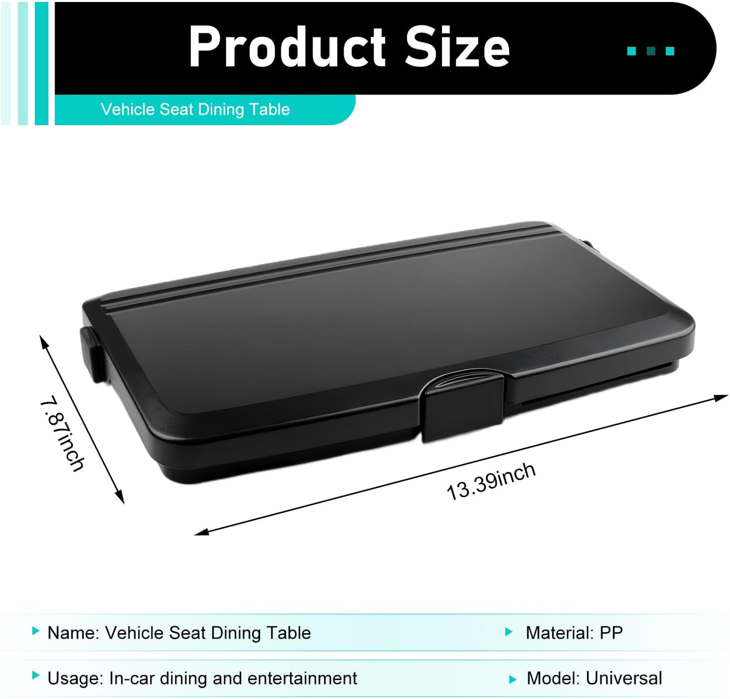 Car Food Tray Holder, Multifunctional Foldable Car Backseat Travel Tray, 13.38" x 7.87" Back Headrest Seat Eating Food Trays, for Food, Meal, Snack, Drinks (Black)