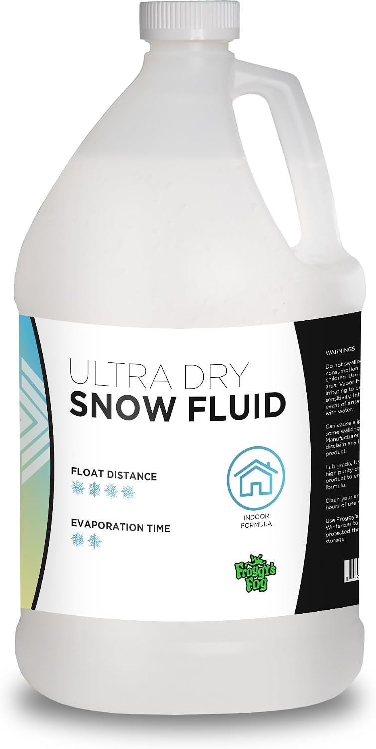 Froggy's Flakes Snow Machine Fluid, Ultra Dry Indoor Formula Snow Fluid with 30-50 Feet Float/Drop, 1 Gallon