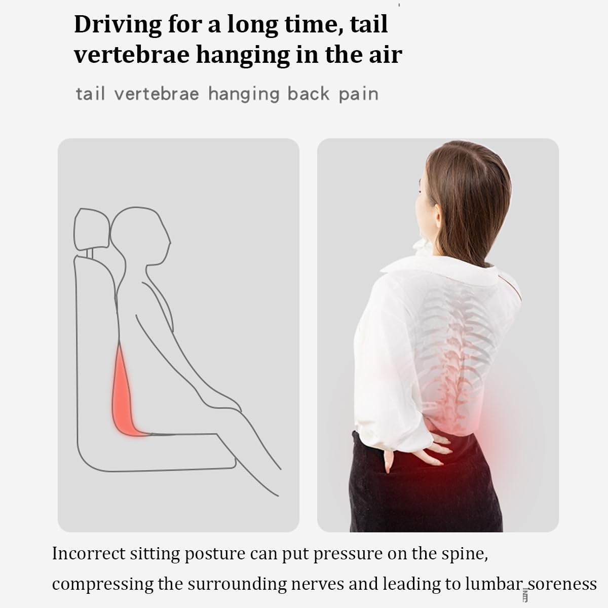 Car Lumbar Support Pillow, Memory Foam Driver Seat Lumbar Pillow for Sciatica, Coccyx, Lower Back Pain Relief, Auto Interior Back Support Cushion for Long Sitting, Universal Fit (Dark Gray)