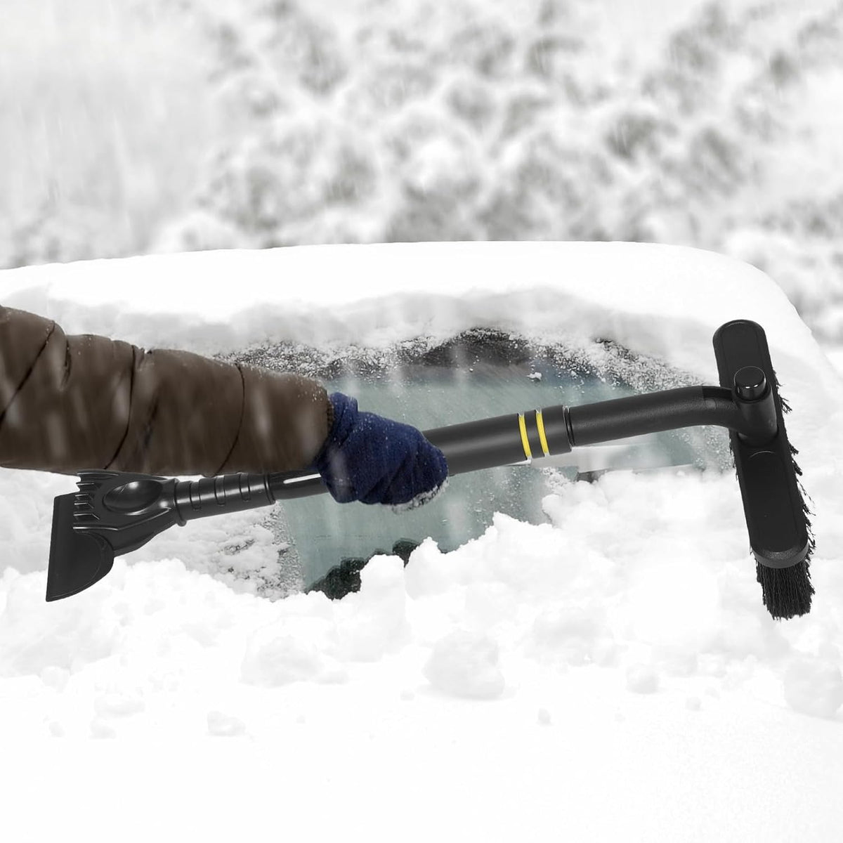 Snow Brush Sturdy Plastic Material Ice Scraper Extendable for Car Windshield with Rotatable Head Reliable Snow Removal Tool for Winter