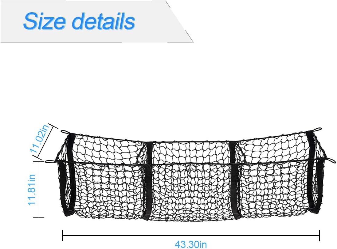 3-Pocket Car Trunk Cargo Net with Carabiners