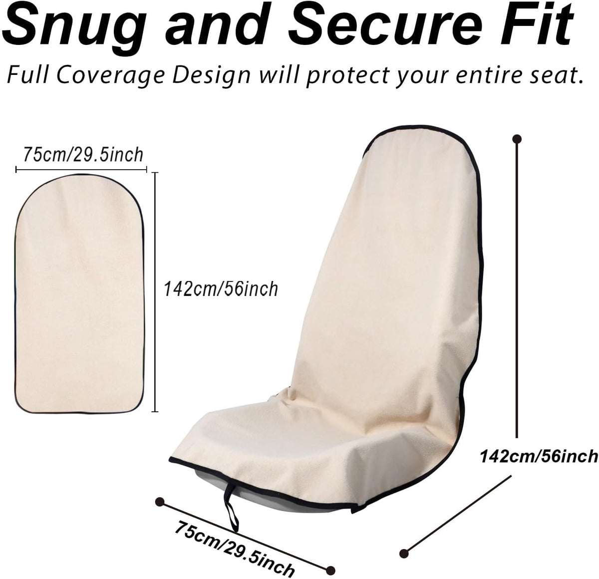 Car Seat Cover Protector Front Seats,for Gym Workout,Running,Swimming,Beach and Hiking,Waterproof Sweat Towel Bucket Seat Covers for Cars SUV Trucks (Beige, 1Pcs)