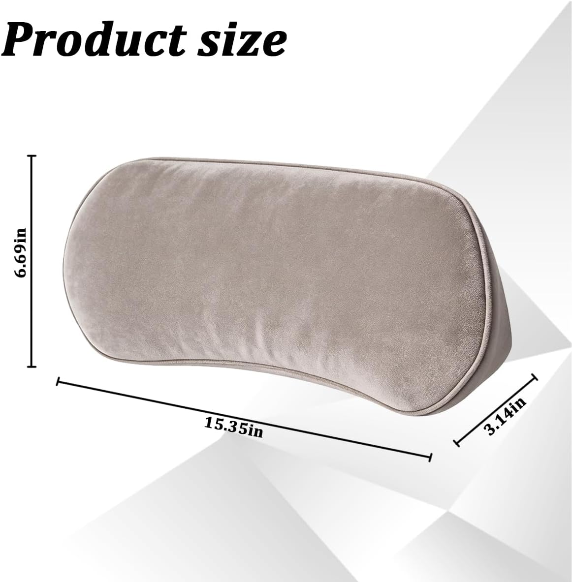 Car Lumbar Support Pillow, Memory Foam Pain Relief Vehicle Lower Back Support Cushion Pad with Strap, Ergonomic Automotive Interior Seat Pillow, Universal for SUV RV Truck (Light Grey)