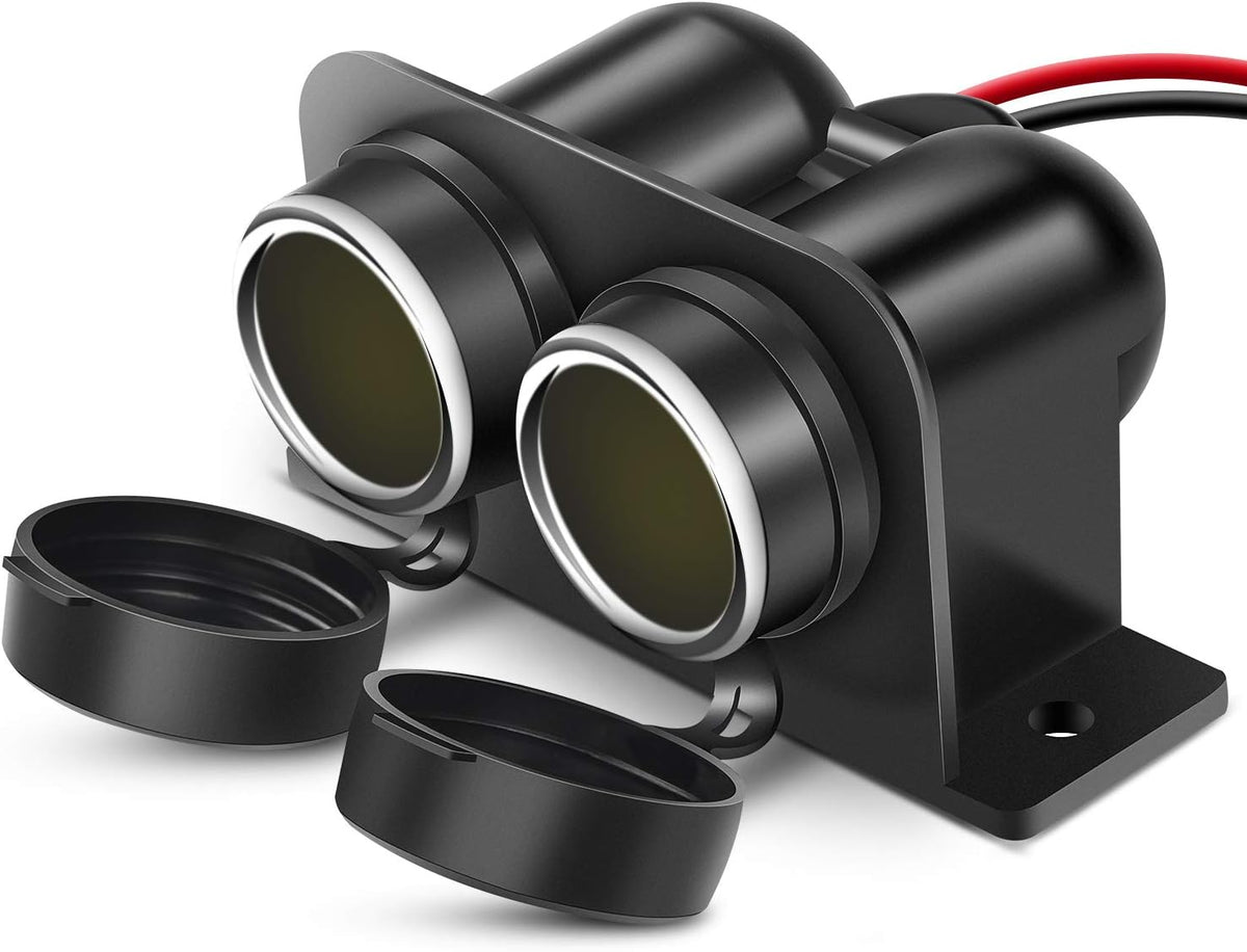 Nilight Dual Car Cigarette Lighter Socket DC 12V Waterproof Power Outlet
