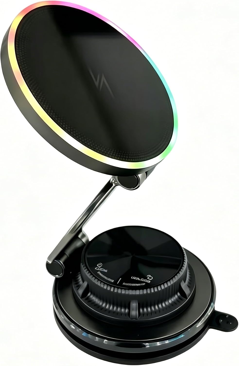 15W Fast Wireless Car Charger, Magnetic Dashboard Phone Holder, 360 Rotating Foldable Bracket, Compatible with MagSafe, Strong N52 Magnet & Gel Suction for iPhone17/16/15 pro and Samsung (Black)