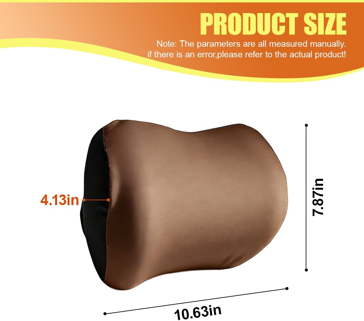 Car Headrest Pillow, Soft Memory Foam Car Neck Support Pillow for Pain Pressure Relief, Breathable Auto Interior Head Rest Cushion with Adjustable Strap for Comfortable Driving (Coffee)