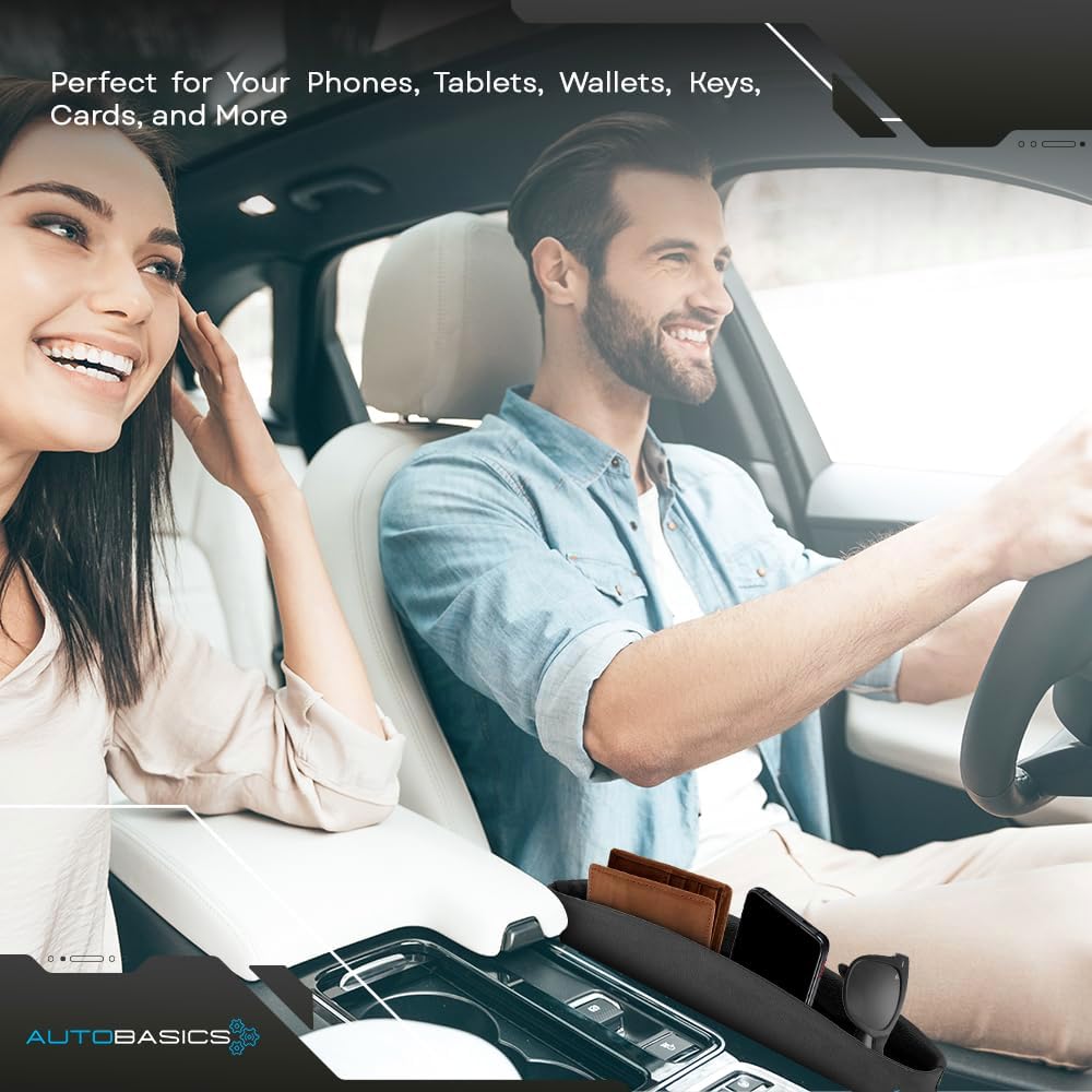 Multifunctional Car Seat Gap Filler Organizer – Front Seat Gap Stopper - Storage Solution for Travel Essentials, 2 Pack – Durable Caddy with Easy Catch Design for Cars, SUVs, Trucks