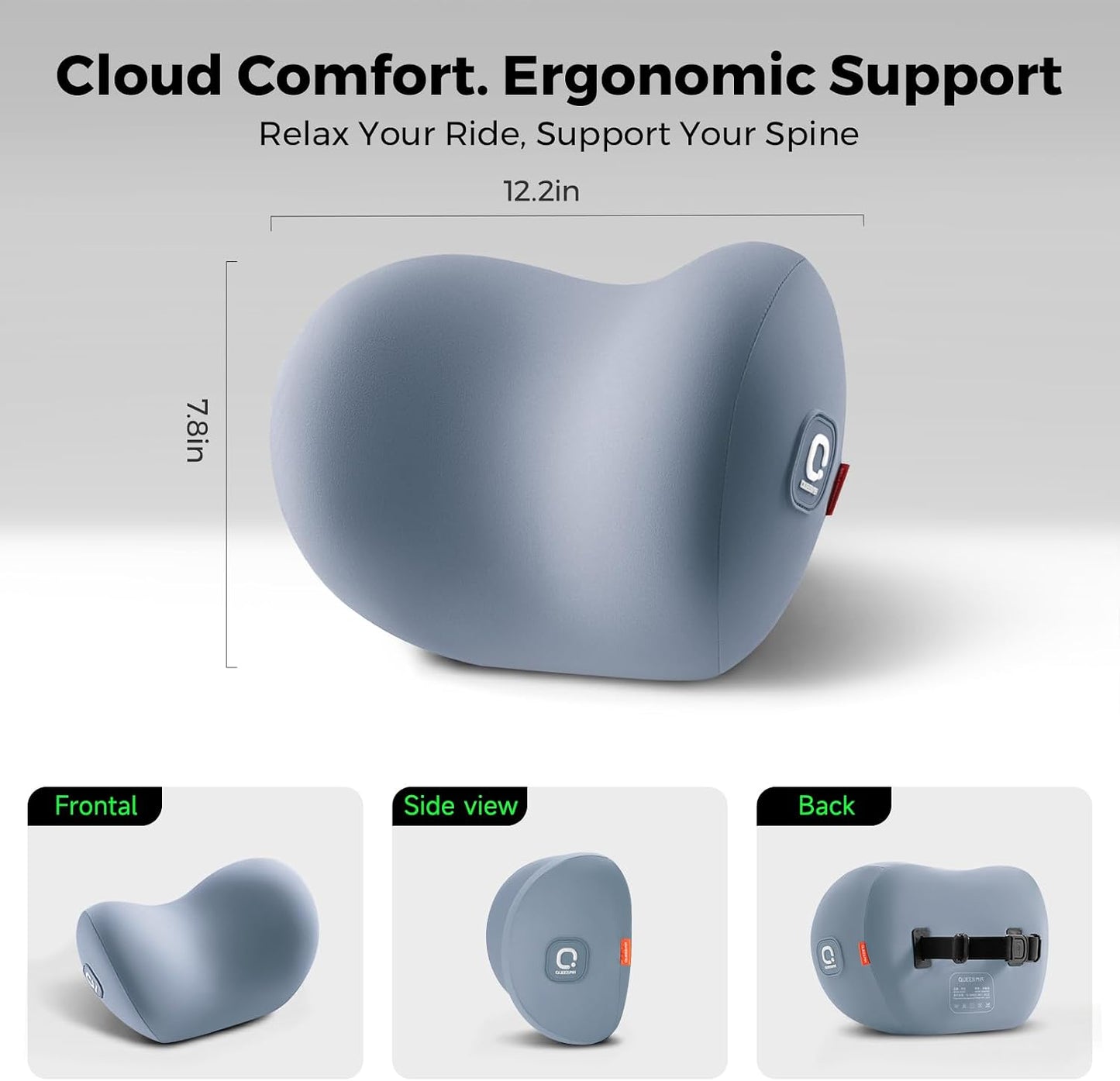 BEBAS Memory Foam Car Headrest Pillow - Breathable Neck Support Pillow for Driving, Universal Fit Cars/SUVs/Tesla/Toyota & Office Chair, Removable Cover (Blue, 4-Season)