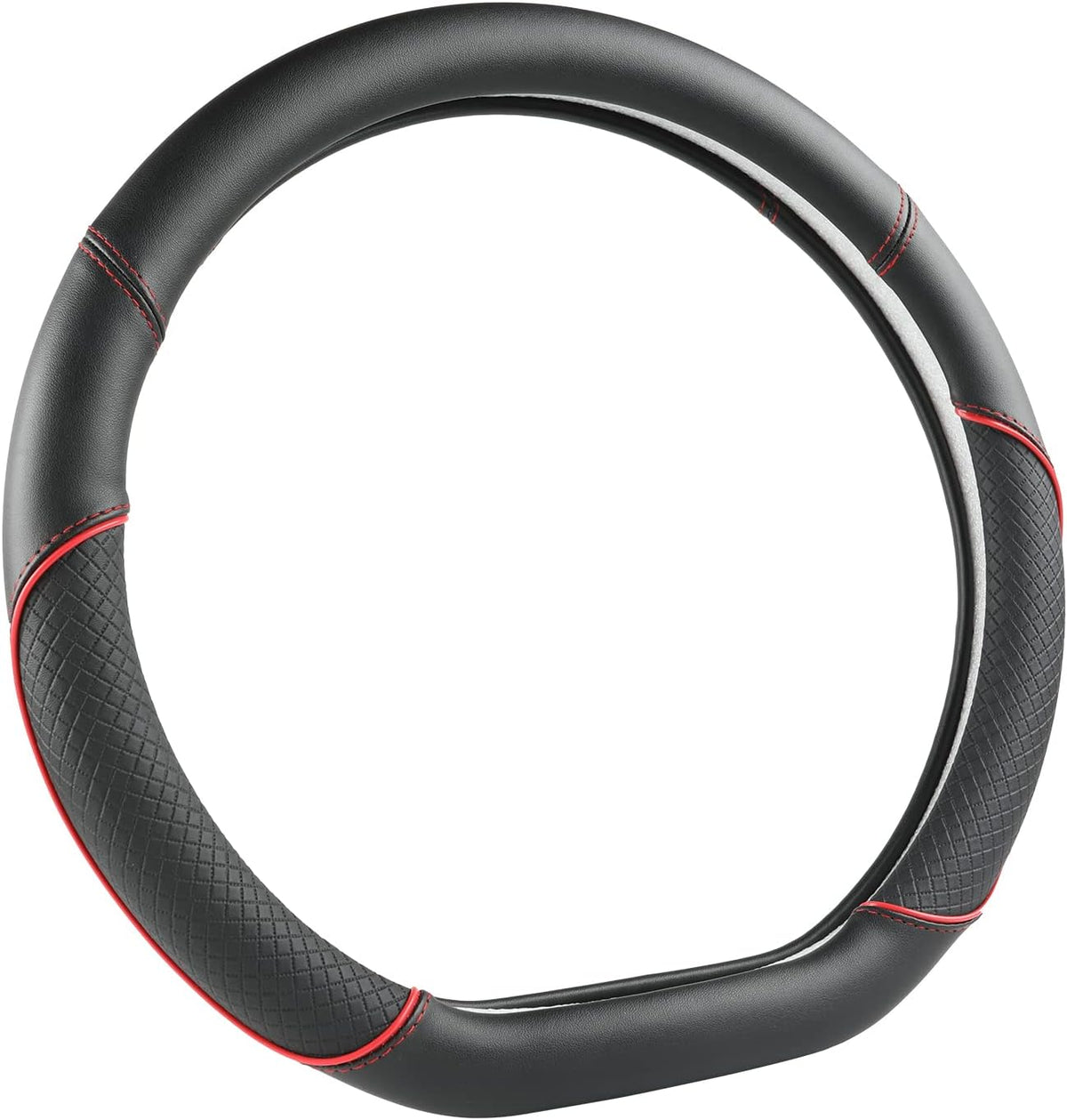 GIANT PANDA D Shape Steering Wheel Cover for Nissan Rogue Kicks - Auto Car Steering Wheel Cover Customized for Nissan Altima Sentra(Black+Red Line-D-Shaped)