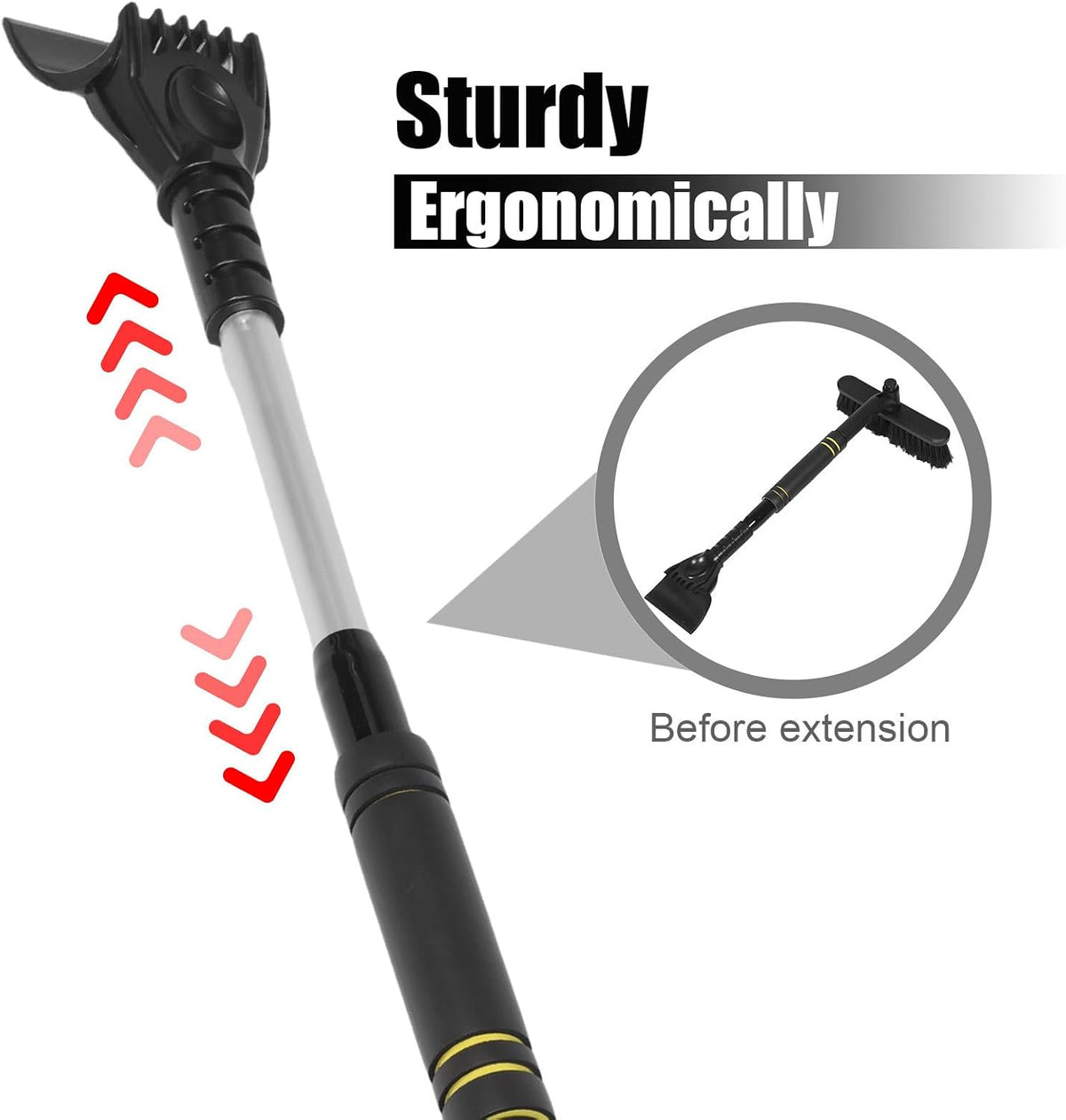Snow Brush Sturdy Plastic Material Ice Scraper Extendable for Car Windshield with Rotatable Head Reliable Snow Removal Tool for Winter