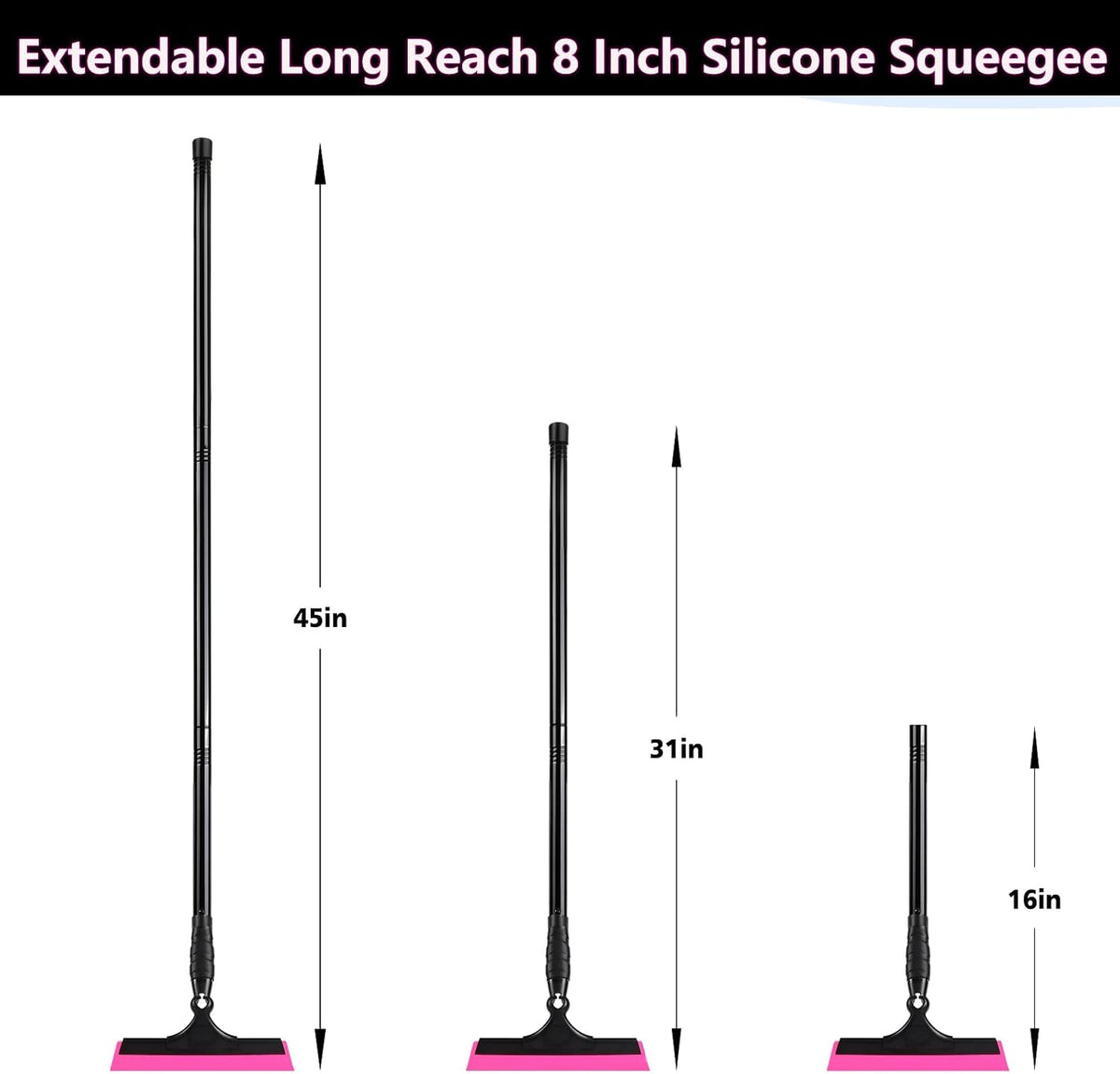 EHDIS 8 Inch Wide Silicone Window Tint Squeegee 16‘’ -45 ‘’ Long Handle