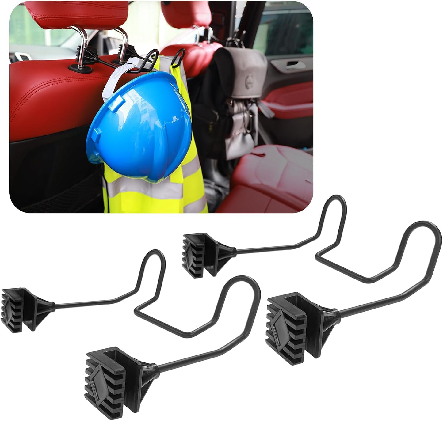 GODLIY Hard Hat Holder for Truck Seat - Work Truck Accessories for Hard Hat & Safety Vest,Car Back Seat Headrest Hooks for Men (1 PCS-upg)