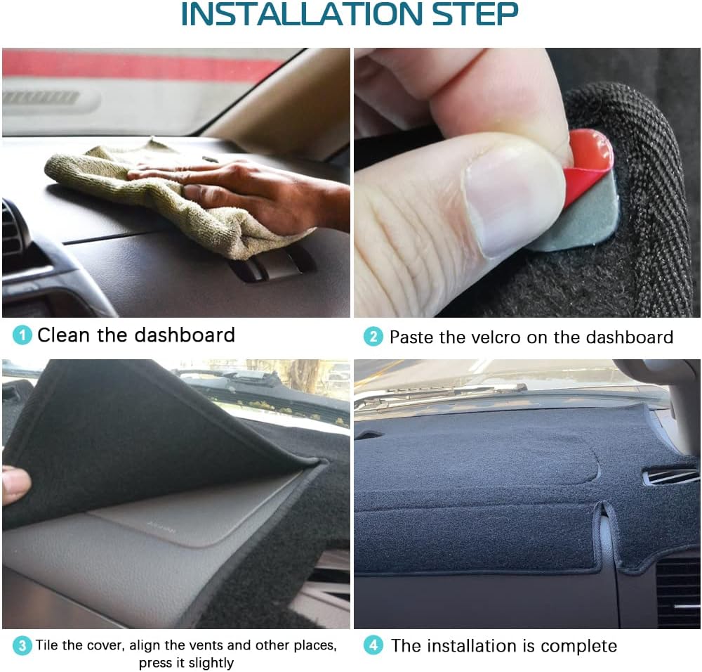 Black Dash Cover Fit Compatible with 2007-2014 Chevy Tahoe Avalanche Suburban GMC Yukon/2007-2013 Silverado LTZ GMC Sierra SLT,Dashboard Cover Carpet